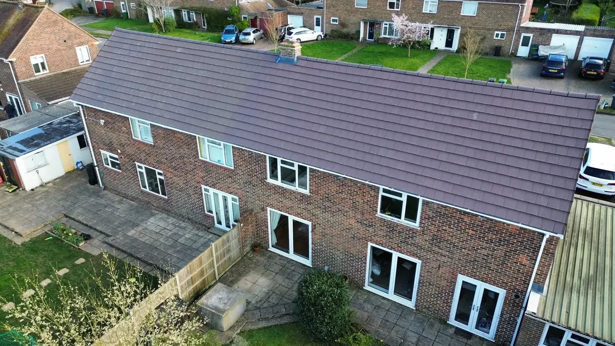 New slate roof on a large house near the coast